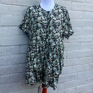 ASOS DESIGN Floral Print Tiered Button Front Dress Women US 12 UK 16